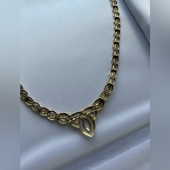 10K Yellow Gold Necklace and Bracelet Set, Celtic Art Nouveau design - Picture 6 of 10